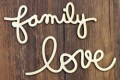 Nápisy dřevěné přírodní 2 ks - family, love